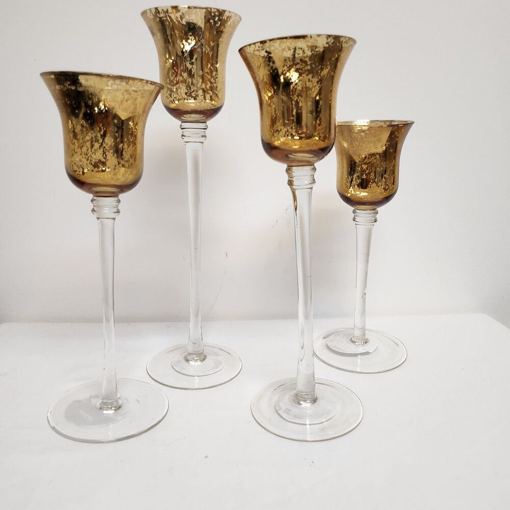 JCP Home Antique Gold Finish Glass Votive Candle Holders Set of 4
